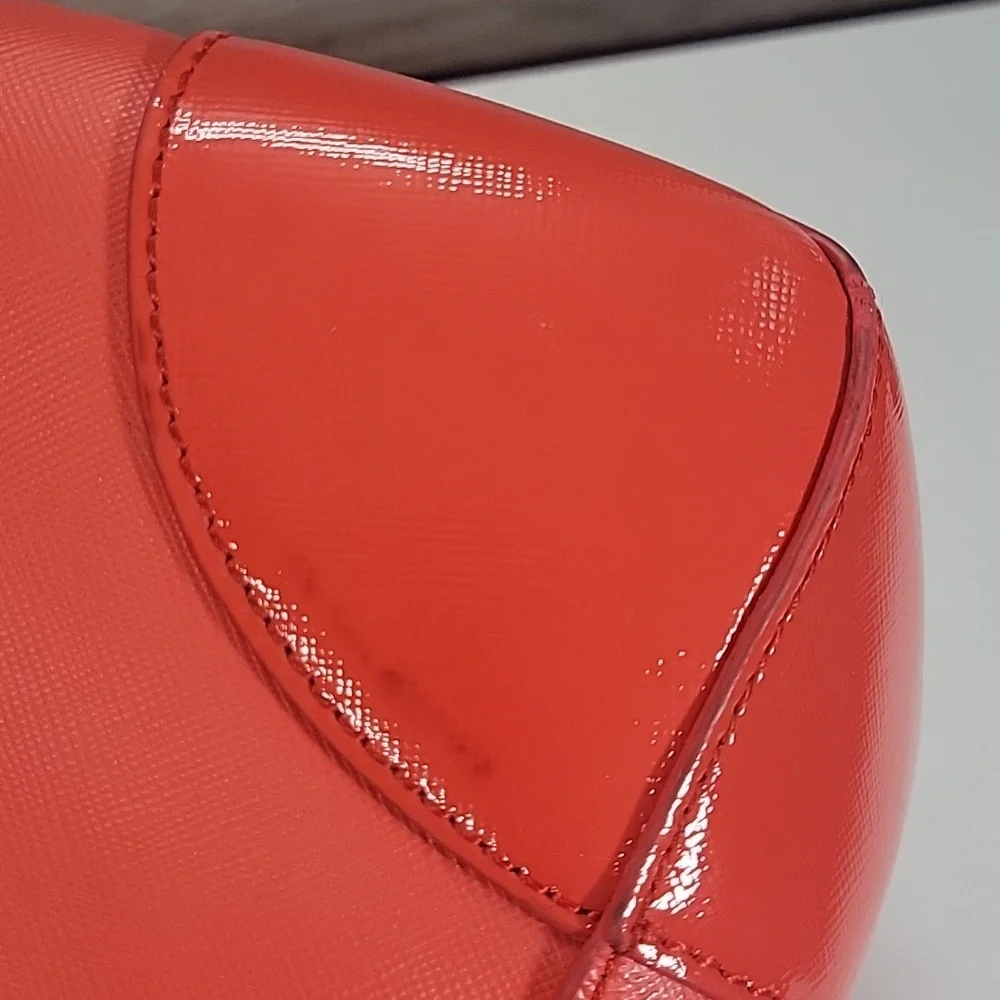 Tory Burch Red Coral Saffiano/ Patent Leather Satchel Handbag